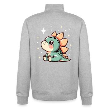 Stegosaurus Baby Dino Babydino Star Gift - Unisex Organic Zip Sweatshirt by Stanley/Stella - heather grey - Back - AI Model Male 185 light (185cm)