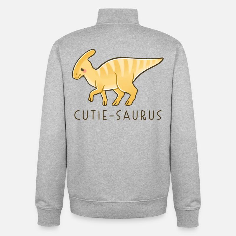 Mignon Dino Cutie-Saurus - Sweat zippé unisexe en coton bio Stanley/Stella - gris chiné