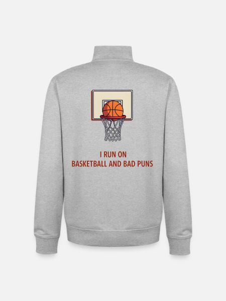 Running on Basketball and Bad Puns - Unisex Organic Zip Sweatshirt by Stanley/Stella - heather grey