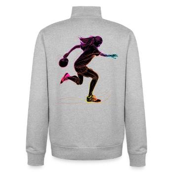 Bowling Woman Retrowave - Unisex Organic Zip Sweatshirt by Stanley/Stella - heather grey - Back - AI Model Male 185 light (185cm)