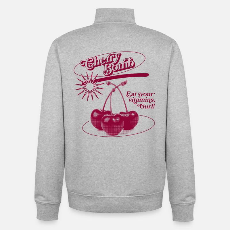 Explosion d’une bombe de cerise - Sweat zippé unisexe en coton bio Stanley/Stella - gris chiné