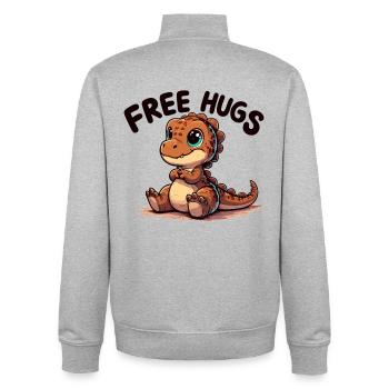T-Rex süß Baby Dino Baby Umarmungen Geschenk - Unisex Organic Zip Sweatshirt von Stanley/Stella - Grau meliert - Hinten - AI Model Male 185 light (185cm)