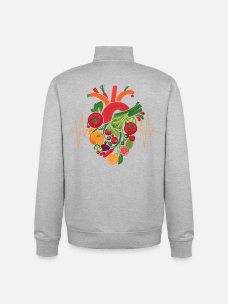 Healthy Heart Fruit & Veggie Art - Unisex Organic Zip Sweatshirt by Stanley/Stella - heather grey