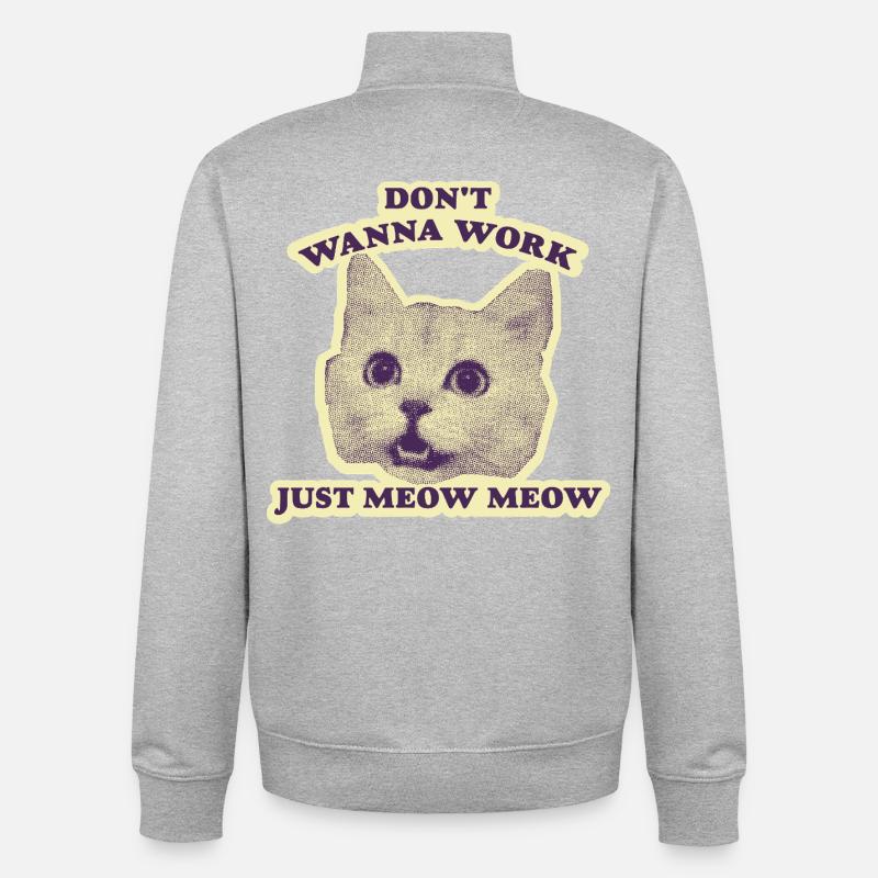 Don't Wanna Work – Lustige Katze - Unisex Organic Zip Sweatshirt von Stanley/Stella - Grau meliert