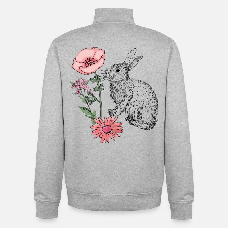 Easter Bunny Happy Easter - Unisex Organic Zip Sweatshirt by Stanley/Stella - heather grey