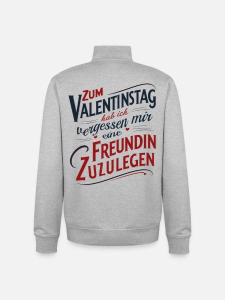 Valentine's Day No Girlfriend - Unisex Organic Zip Sweatshirt by Stanley/Stella - heather grey