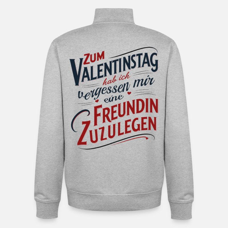 Saint-Valentin sans petite amie - Sweat zippé unisexe en coton bio Stanley/Stella - gris chiné