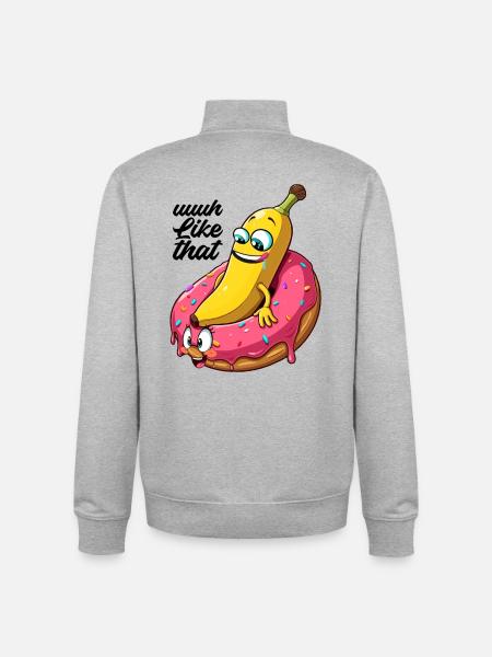 Banana Donut Relationship Love Making Gift - Unisex Organic Zip Sweatshirt by Stanley/Stella - heather grey