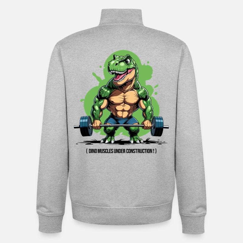 Dino muscles in development - Unisex Organic Zip Sweatshirt by Stanley/Stella - heather grey