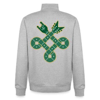 Guitare à nœud celtique - Sweat zippé unisexe en coton bio Stanley/Stella - gris chiné - Dos - AI Model Male 185 light (185cm)