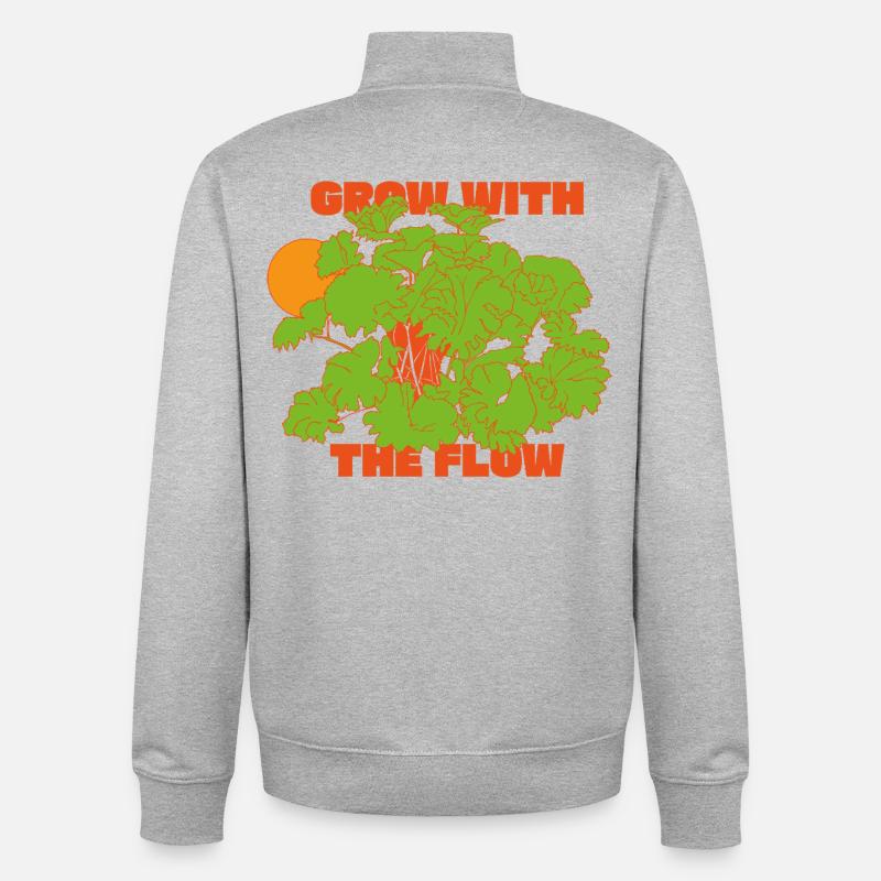 Évoluez avec l’instruction Flow - Sweat zippé unisexe en coton bio Stanley/Stella - gris chiné