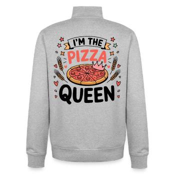 Ich bin die Pizza-Queen - Unisex Organic Zip Sweatshirt von Stanley/Stella - Grau meliert - Hinten - AI Model Male 185 light (185cm)