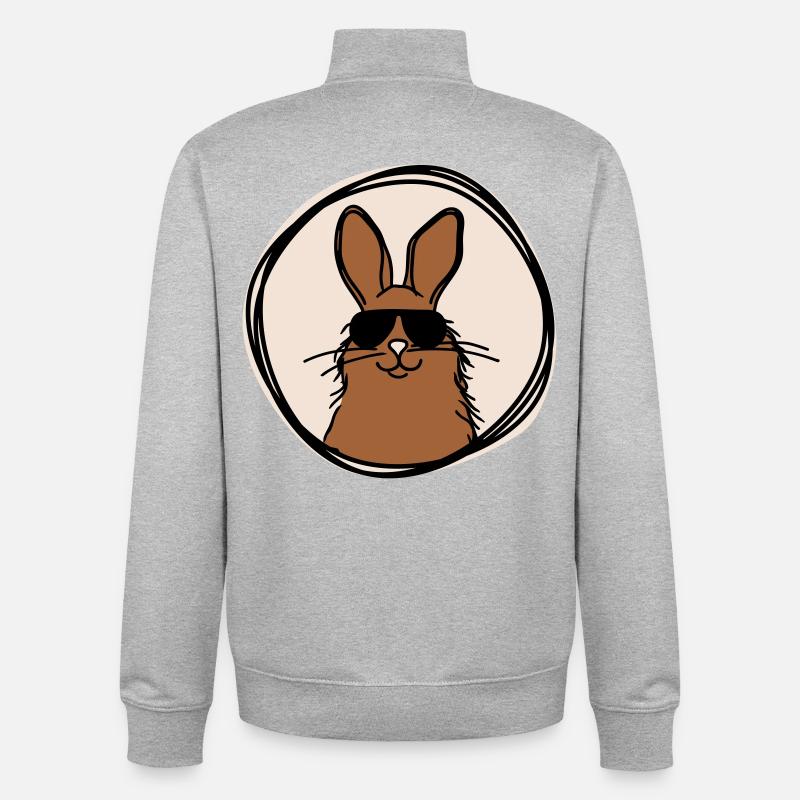 cooler Hase - Unisex Organic Zip Sweatshirt von Stanley/Stella - Grau meliert
