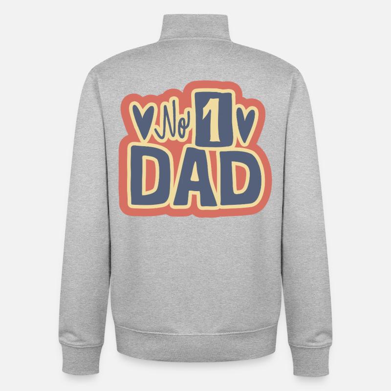 No 1 Dad Heart Design - Sweat zippé unisexe en coton bio Stanley/Stella - gris chiné