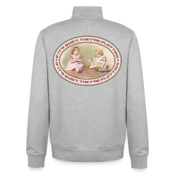 Wenn’s still ist, wird’s gefährlich - Unisex Organic Zip Sweatshirt von Stanley/Stella - Grau meliert - Hinten - AI Model Male 185 light (185cm)