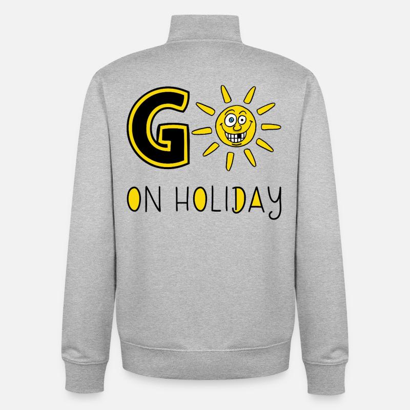 Soleil t et vacances - Sweat zippé unisexe en coton bio Stanley/Stella - gris chiné