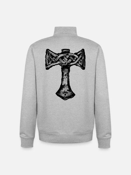 Mjöllnir Viking symbol - Unisex Organic Zip Sweatshirt by Stanley/Stella - heather grey