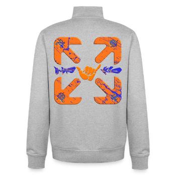 WindKid compass - Unisex Organic Zip Sweatshirt by Stanley/Stella - heather grey - Back - AI Model Male 185 light (185cm)