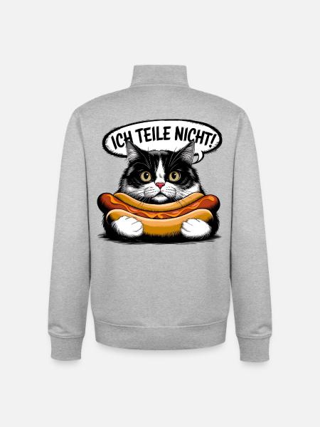 Hotdog Katze - Unisex Organic Zip Sweatshirt von Stanley/Stella - Grau meliert