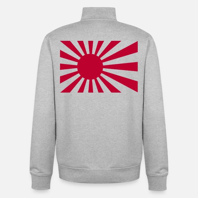 Drapeau du Soleil Levant - Sweat zippé unisexe en coton bio Stanley/Stella - gris chiné