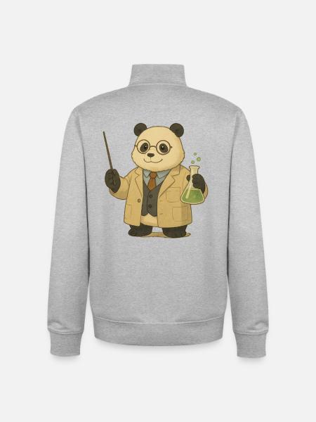 Panda Bear Chemistry Teacher - Unisex Organic Zip Sweatshirt by Stanley/Stella - heather grey