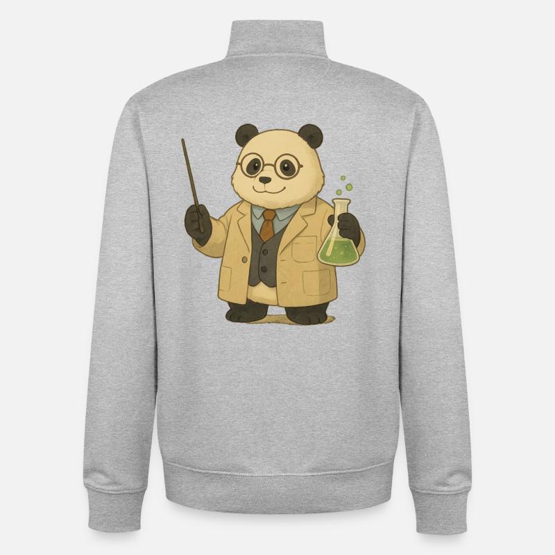 Panda Bear Professeur de chimie - Sweat zippé unisexe en coton bio Stanley/Stella - gris chiné