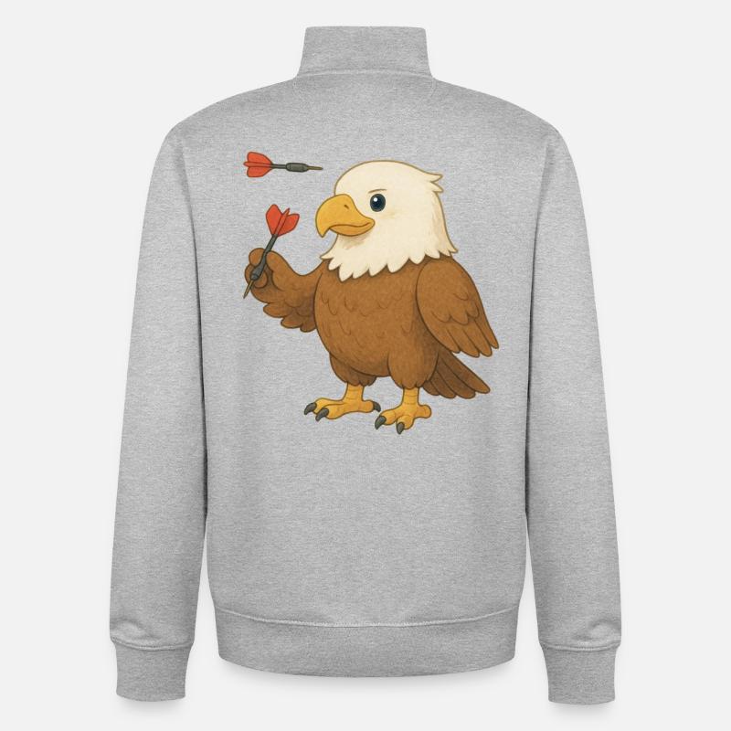 Eagle with darts - Unisex Organic Zip Sweatshirt by Stanley/Stella - heather grey