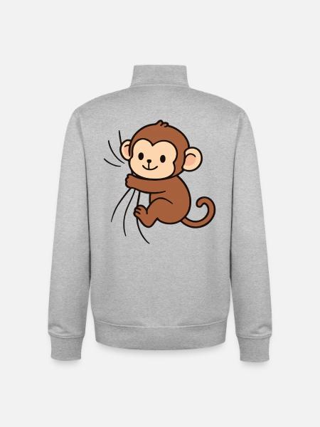 Dear little monkey - Unisex Organic Zip Sweatshirt by Stanley/Stella - heather grey