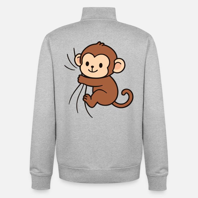 Dear little monkey - Unisex Organic Zip Sweatshirt by Stanley/Stella - heather grey