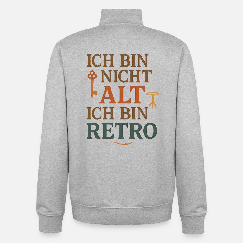 Ich bin nicht alt Retro - Unisex Organic Zip Sweatshirt von Stanley/Stella - Grau meliert
