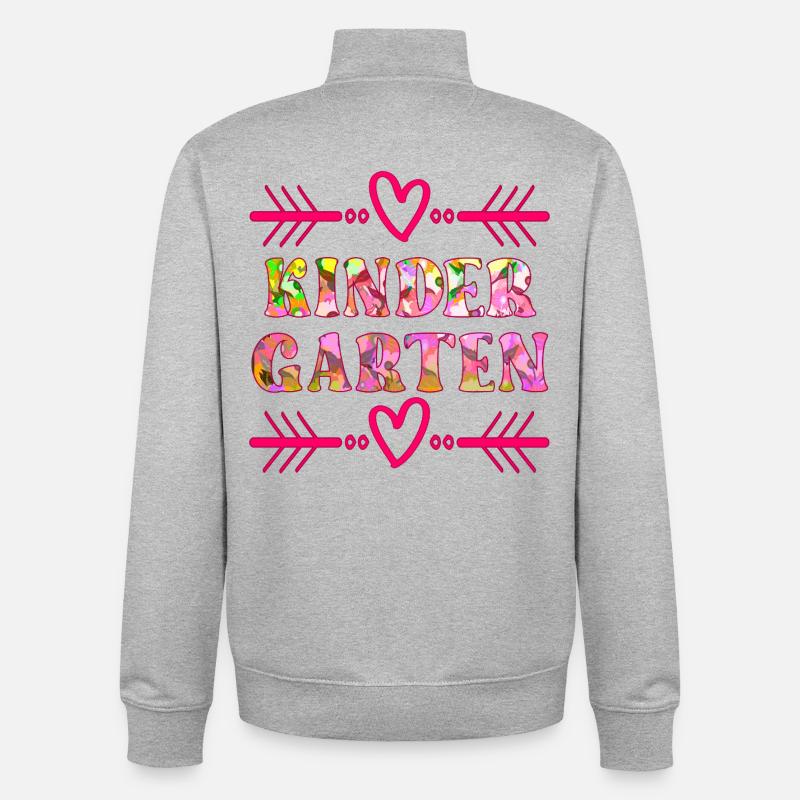 KINDERGARTEN FLORALES MUSTER - Unisex Organic Zip Sweatshirt von Stanley/Stella - Grau meliert