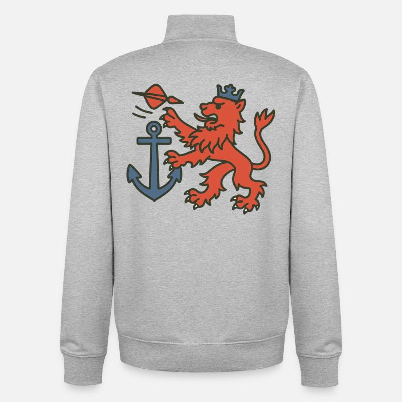 Düsseldorfer Löwe mit Dartpfeil - Unisex Organic Zip Sweatshirt von Stanley/Stella - Grau meliert
