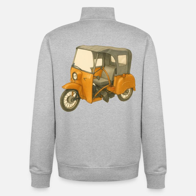 Krause Duo en bande dessinée - Sweat zippé unisexe en coton bio Stanley/Stella - gris chiné