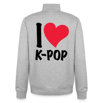 J’adore la K-pop - Sweat zippé unisexe en coton bio Stanley/Stella - gris chiné - Dos - AI Model Male 185 light (185cm)