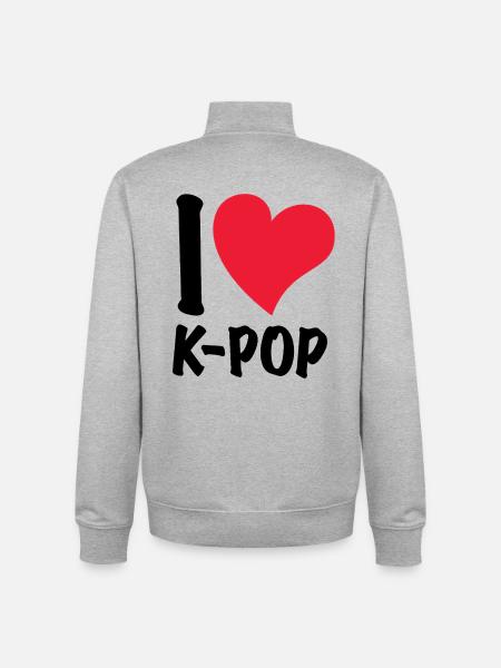 I Love K-Pop - Unisex Organic Zip Sweatshirt by Stanley/Stella - heather grey
