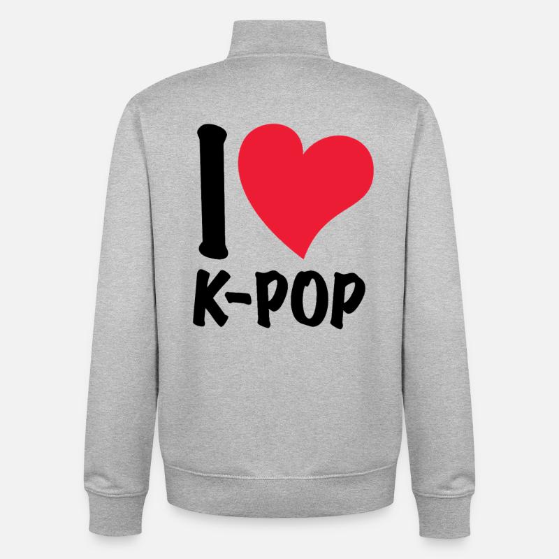J’adore la K-pop - Sweat zippé unisexe en coton bio Stanley/Stella - gris chiné
