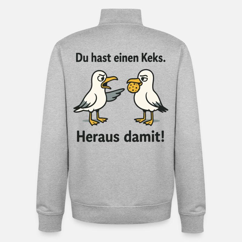 Du hast einen Keks Heraus damit - Unisex Organic Zip Sweatshirt von Stanley/Stella - Grau meliert