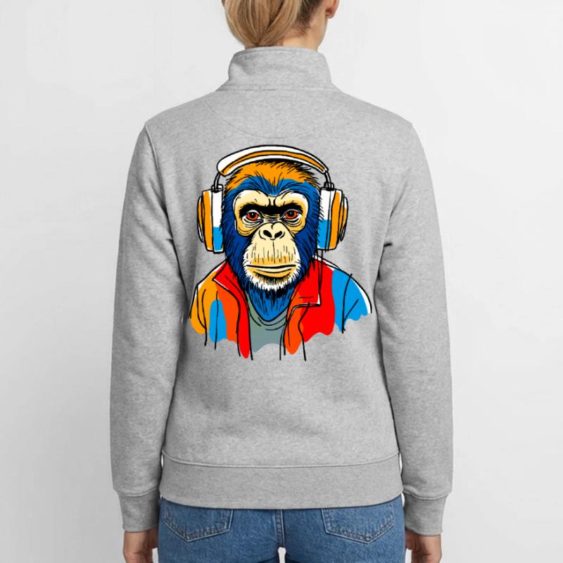 Affe mit Kopfhörern Unisex Organic Zip Sweatshirt von Stanley/Stella