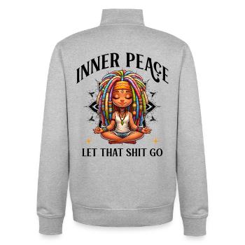 Bunte Meditationsfigur Dreadlocks Yoga  - Unisex Organic Zip Sweatshirt von Stanley/Stella - Grau meliert - Hinten - AI Model Male 185 light (185cm)