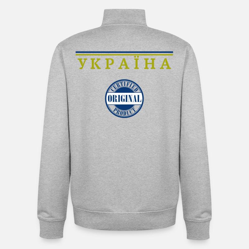 Fierté ukrainienne, drapeau ukrainien - Sweat zippé unisexe en coton bio Stanley/Stella - gris chiné