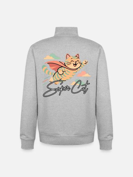 Super Katze Britisch Kurzhaar getigert Geschenk - Unisex Organic Zip Sweatshirt von Stanley/Stella - Grau meliert