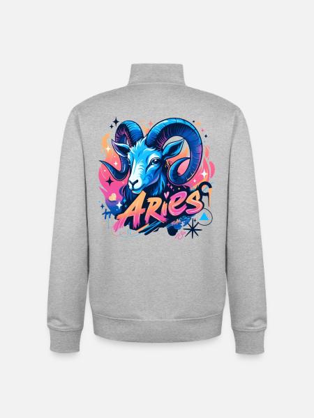 Widder – Sternzeichen – 🔮 ♈ - Unisex Organic Zip Sweatshirt von Stanley/Stella - Grau meliert