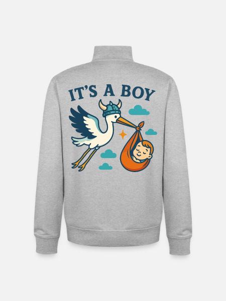 Viking Boy Arrival - Unisex Organic Zip Sweatshirt by Stanley/Stella - heather grey