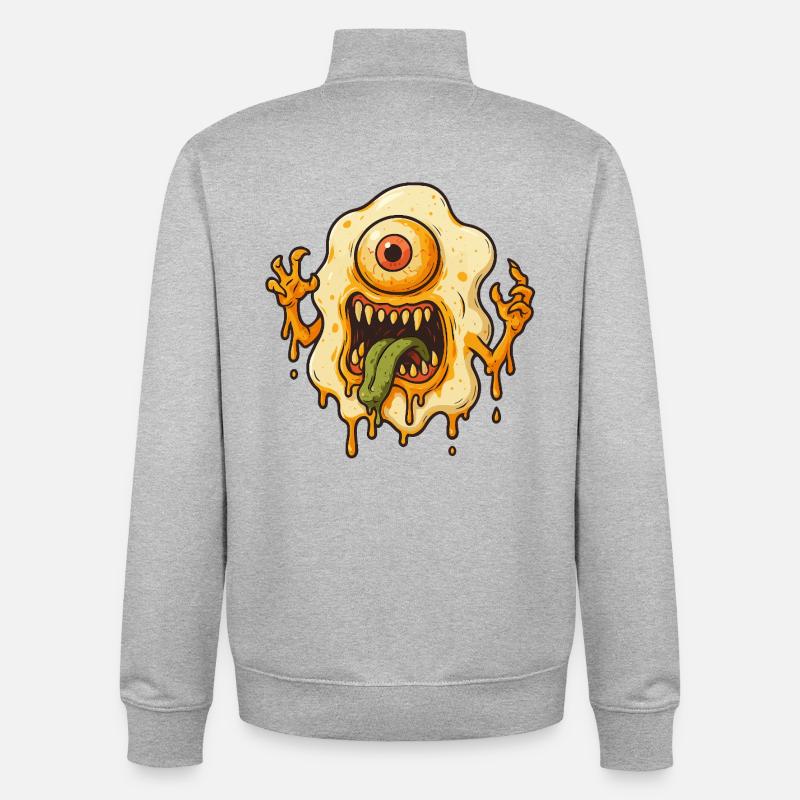Einäugiges Schleimmonster - Unisex Organic Zip Sweatshirt von Stanley/Stella - Grau meliert