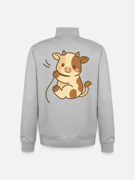 Cuddly Calf Charm - Unisex Organic Zip Sweatshirt by Stanley/Stella - heather grey
