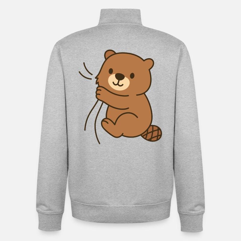 Blotti – bébé castor - Sweat zippé unisexe en coton bio Stanley/Stella - gris chiné