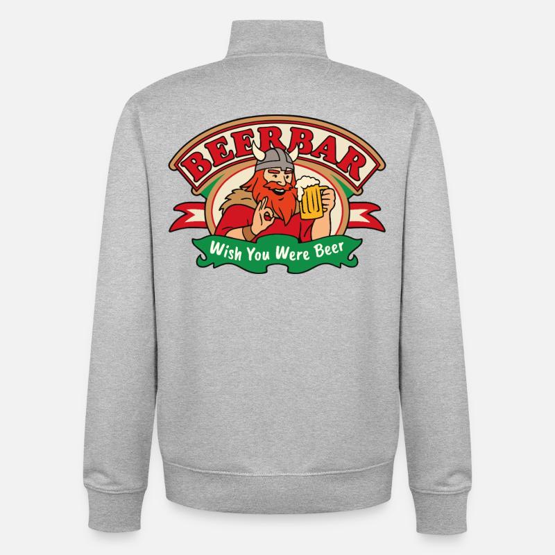 Beer Viking Vibes - Unisex Organic Zip Sweatshirt von Stanley/Stella - Grau meliert