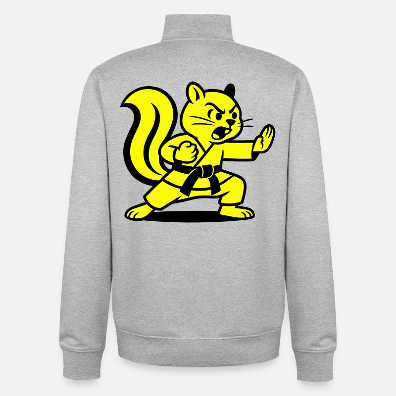 Karaté Écureuils ! - Sweat zippé unisexe en coton bio Stanley/Stella - gris chiné