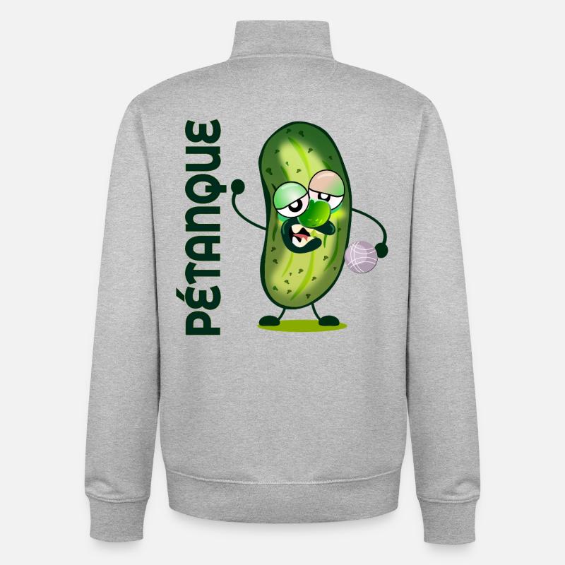 Cornichons Pétanque - Sweat zippé unisexe en coton bio Stanley/Stella - gris chiné