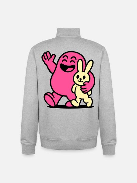 Heureux amis ! - Sweat zippé unisexe en coton bio Stanley/Stella - gris chiné